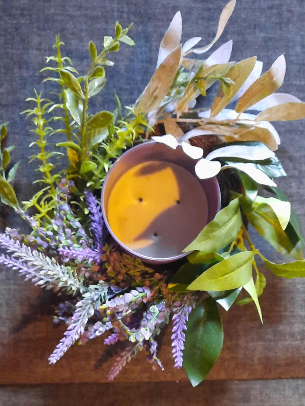 Lavender Greenery Artificial Floral Small Wreath Candlering Home Accents NWT